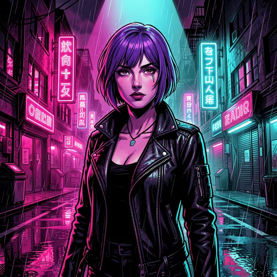 Same character rendered in neon style by WildComiks